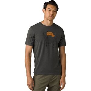 PrAna Mens XL Gray Como Te Llama Short Sleeve Tee with Crew Neck Cheeky Spanish